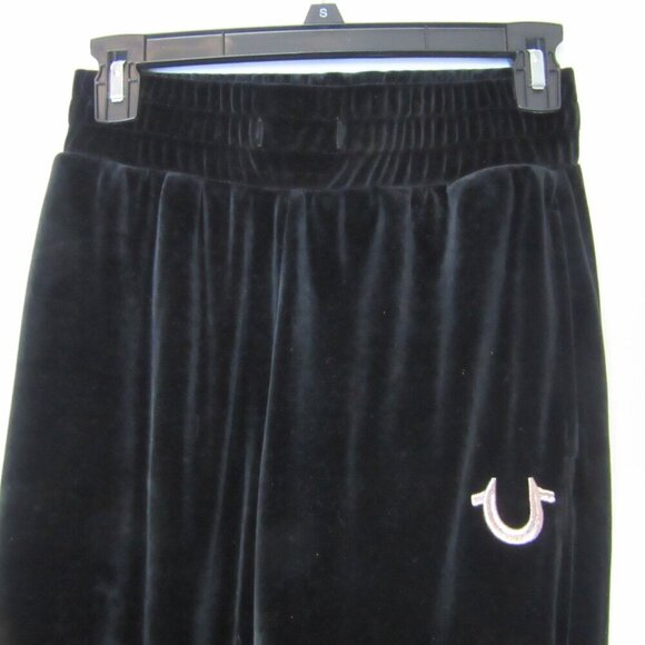 True Religion Velour Joggers Black Velvet Sweatpants Women's XS - Picture 2 of 5